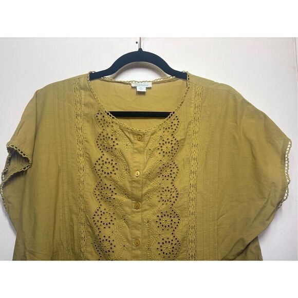 Sundance Boho eyelet green button front blouse size S - Picture 4 of 10